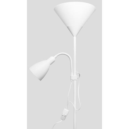 Podna lampa WENDY 1xE27/100W/230V + 1xE14/40W bela