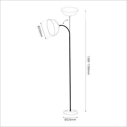 Podna lampa ZACK 1xE27/15W/230V crna