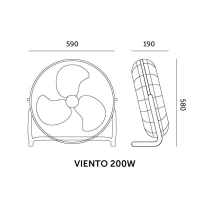 Podni ventilator VIENTO 200W/230V sjajni hrom