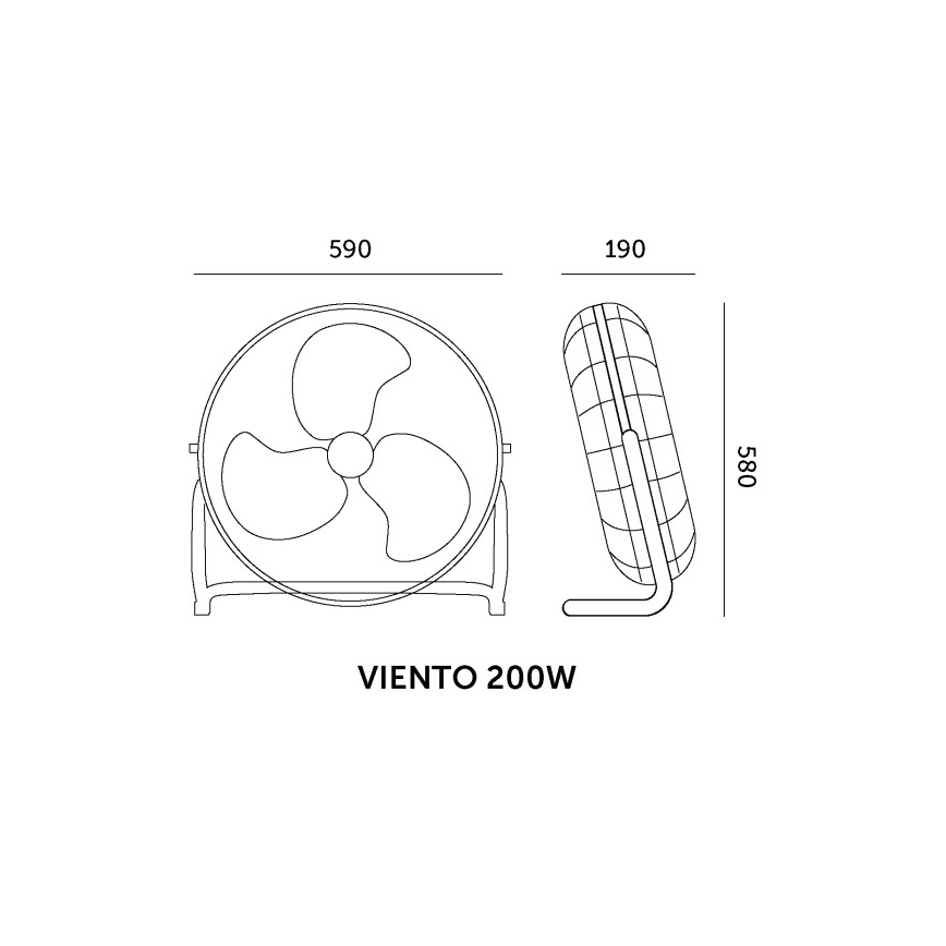 Podni ventilator VIENTO 200W/230V sjajni hrom