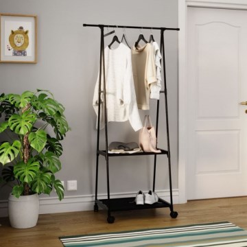 Pokretni metalni stalak za odeću sa policama OLAZEN 157x85 cm crni