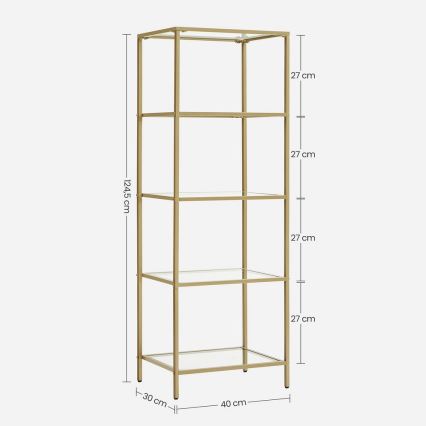 Polica za knjige GLASY 40x125x30 cm zlatna