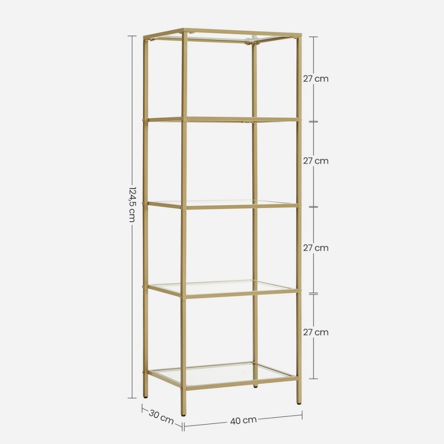 Polica za knjige GLASY 40x125x30 cm zlatna