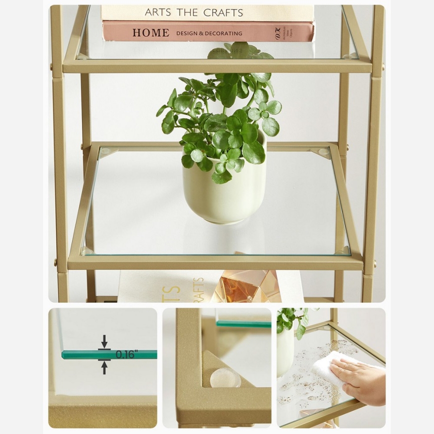 Polica za knjige GLASY zlatna