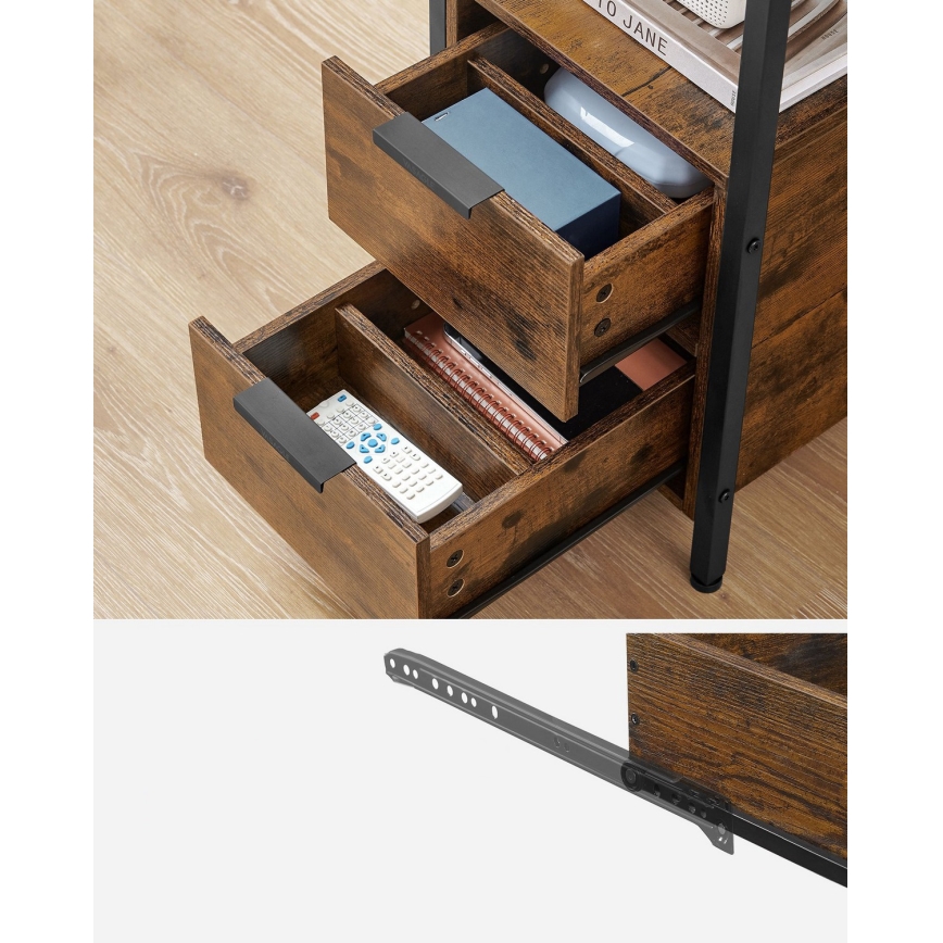 Pomoćni stolić sa ugrađenim utičnicama i USB priključcima ROD braon/crna