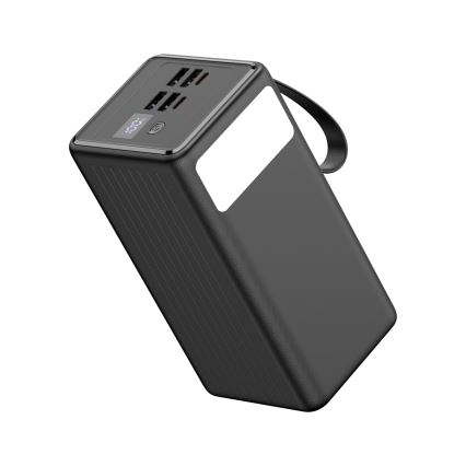 Power Bank 60000 mAh 20W Power Delivery 4xUSB-A + 2xUSB-C sa LED baterijskom lampom i USB-C kablom 1 m crna