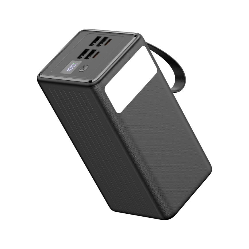 Power Bank 60000 mAh 20W Power Delivery 4xUSB-A + 2xUSB-C sa LED baterijskom lampom i USB-C kablom 1 m crna