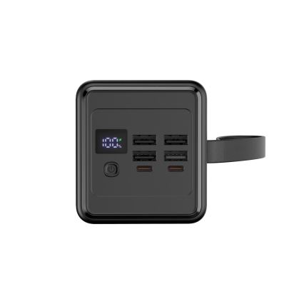 Power Bank 60000 mAh 65W Power Delivery 4xUSB-A + 2xUSB-C sa LED svetiljkom i USB-C kablom 1m crna