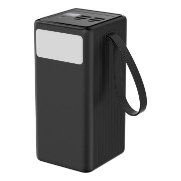 Power Bank 60000 mAh 65W Power Delivery 4xUSB-A + 2xUSB-C sa LED svetiljkom i USB-C kablom 1m crna
