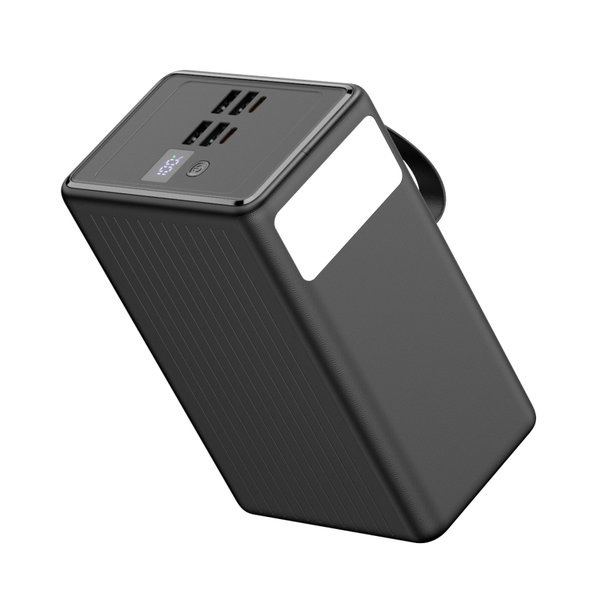 Power bank 80000 mAh 20W USB Power Delivery 4x USB-A i 2x USB-C sa LED svetiljkom i USB-C kablom 1 m crna
