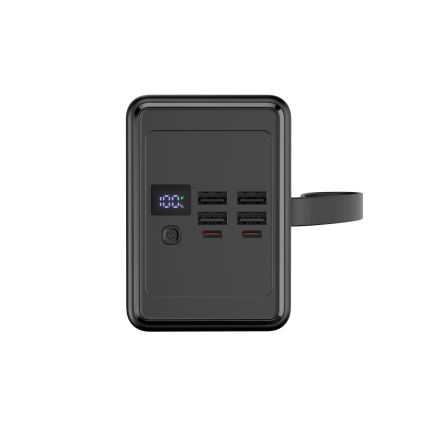 Power bank 80000 mAh 20W USB Power Delivery 4x USB-A i 2x USB-C sa LED svetiljkom i USB-C kablom 1 m crna