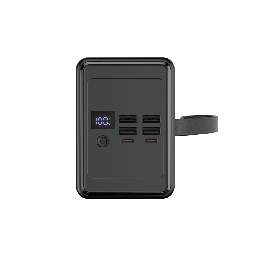 Power bank 80000 mAh 20W USB Power Delivery 4x USB-A i 2x USB-C sa LED svetiljkom i USB-C kablom 1 m crna
