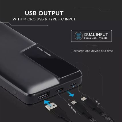 Power Bank sa displejem 10000mAh/3,7V crna