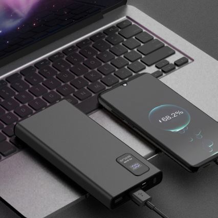 Power bank sa LED displejem Power Delivery 10000 mAh 3,7 V crna