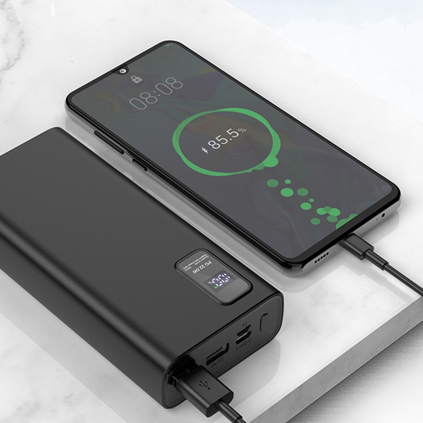 Power bank sa LED displejom Power Delivery 20000 mAh 3,7V crna