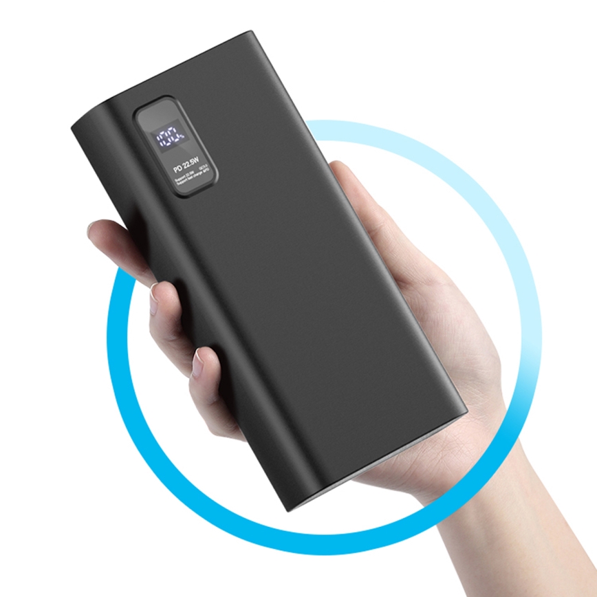 Power bank sa LED displejom Power Delivery 20000 mAh 3,7V crna