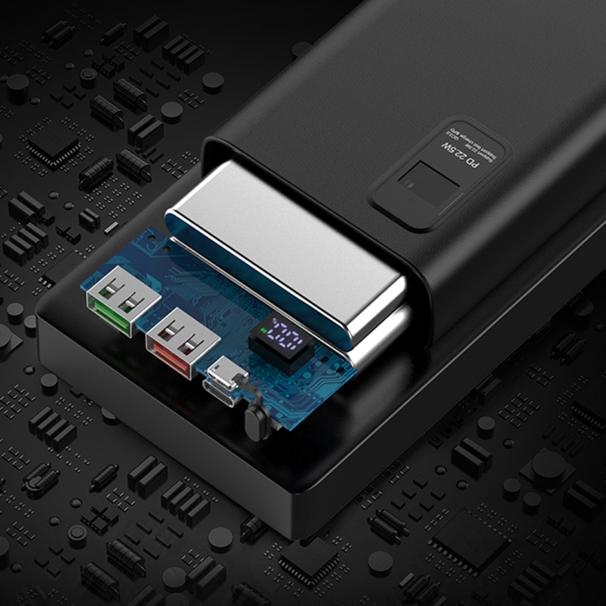 Power bank sa LED displejom Power Delivery 20000 mAh 3,7V crna