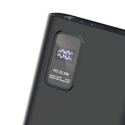 Power bank sa LED displejom Power Delivery 20000 mAh 3,7V crna