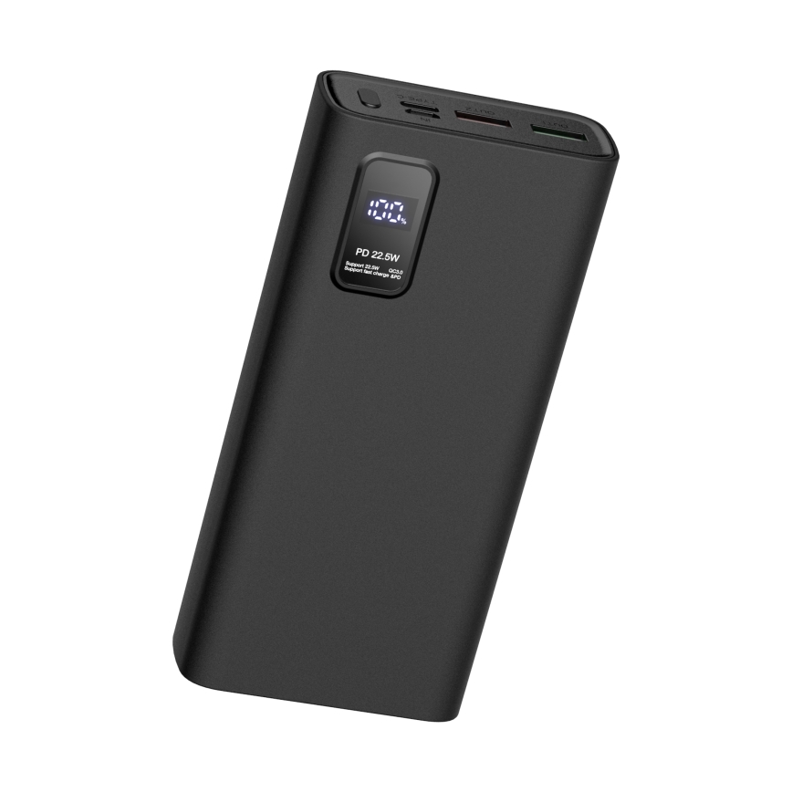 Power bank sa LED displejom Power Delivery 20000 mAh 3,7V crna