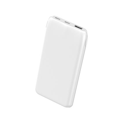 Power banka 10000 mAh 10 W Power Delivery 2x USB-C + 1x USB-A bela