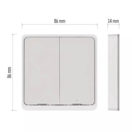 Prekidač sa 2 tastera GoSmart 1xCR2430 Tuya bela