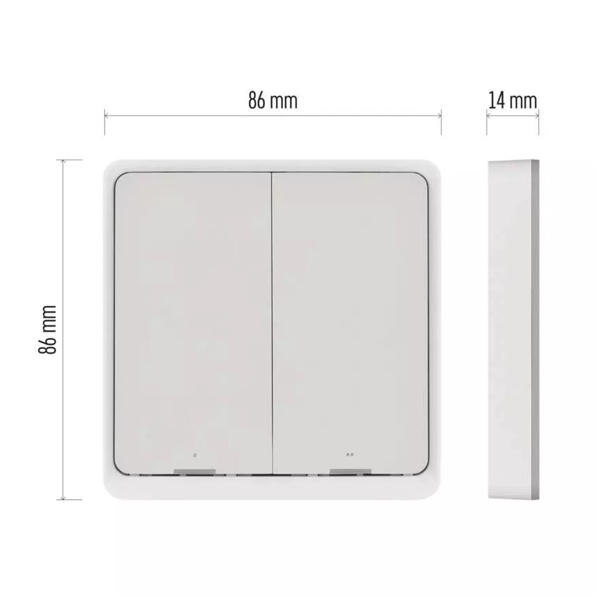 Prekidač sa 2 tastera GoSmart 1xCR2430 Tuya bela