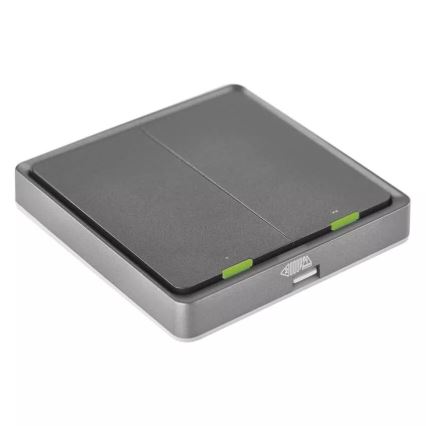 Prekidač sa 2 tastera GoSmart 1xCR2430 Tuya crni