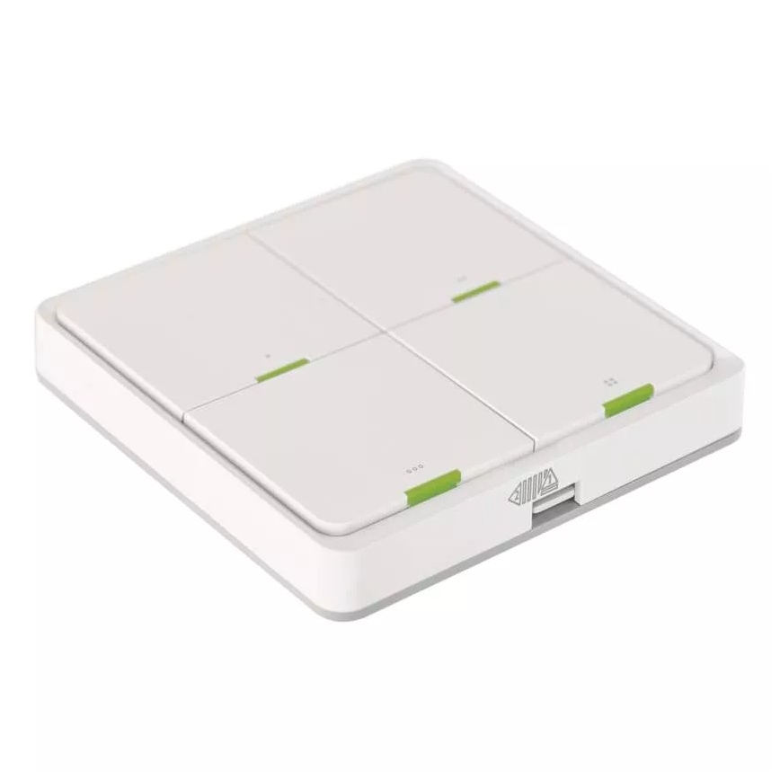 Prekidač sa 4 tastera GoSmart 1xCR2430 Tuya, beo