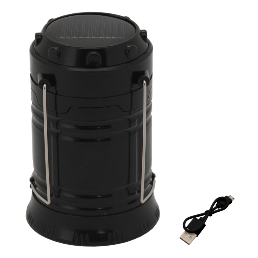 Prenosiva solarna LED lampa LED/1200mAh crna