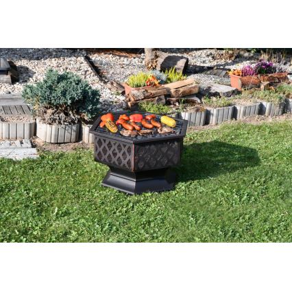 Prenosivo ognjište za drva sa rešetkom, crno/patina