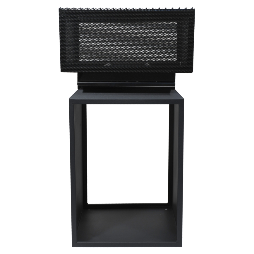 Prenosivo ognjište za drva sa rešetkom — crno