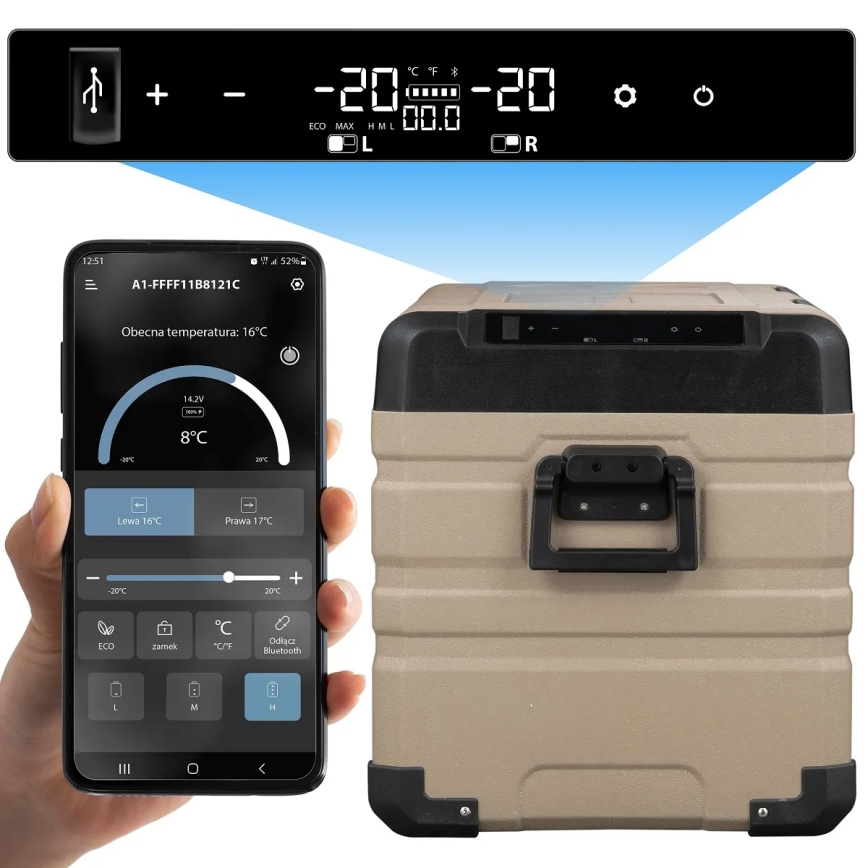 Prenosni auto frižider sa LCD ekranom 39 l 230V/12V/24V braon