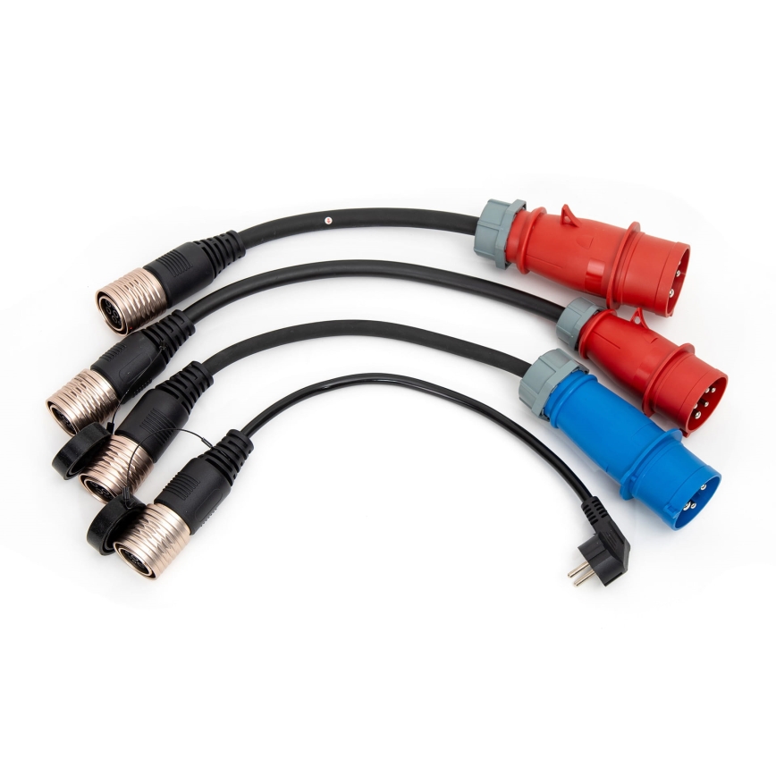 Prenosni punjač za električne automobile sa 4 Type 2 adaptera, 32A/480V, 22 kW, 5 m, IP67
