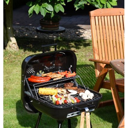 Prenosni roštilj na drveni ugalj, crni