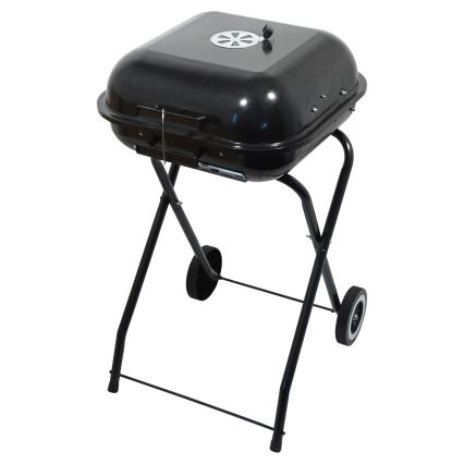 Prenosni roštilj na drveni ugalj, crni