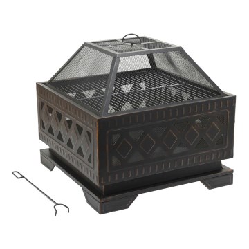 Prenosno ognjište na drva sa rešetkom crna/patina