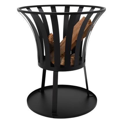 Prenosno ognjište za drva sa rešetkom, crno