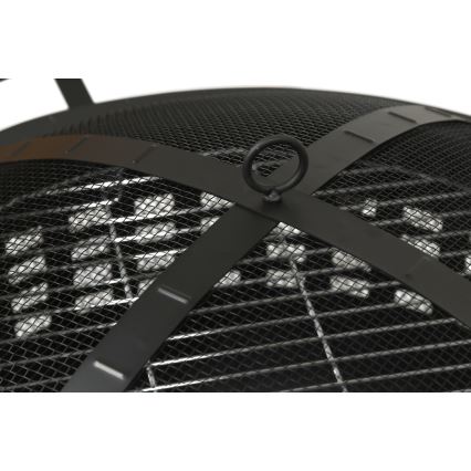 Prenosno ognjište za drva sa rešetkom, crno