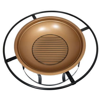 Prenosno ognjište za drvo sa rešetkom crno/bakreno