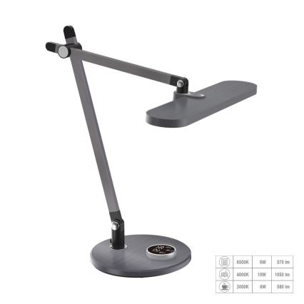 Prezent 31216 - LED prigušiva dodirna fleksibilna stona lampa sa displejem ZIPP LED/12W/230V 3000-6500K