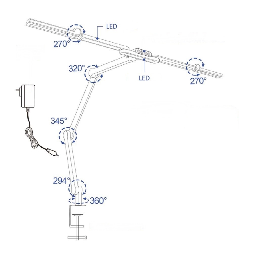 LED prigušiva dodirna fleksibilna stona lampa POINTIQ LED/24W/230V 3000-6500K CRI 92 crna