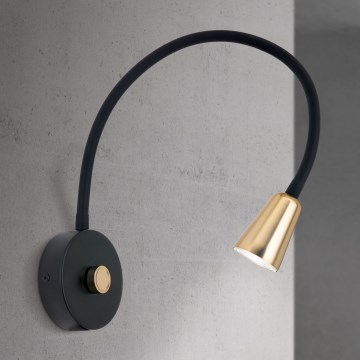 Prigušiva fleksibilna zidna lampa DOTTY 1xGU10/10W/230V crna/mesing