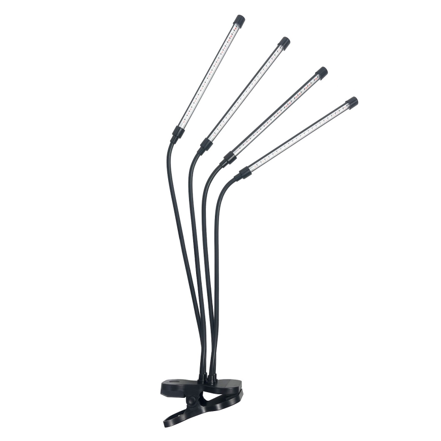 LED prigušiva fleksibilna stona lampa sa klipsom za uzgoj biljaka VITARO 4xLED/10W/230V crna