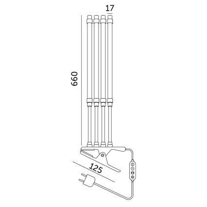 LED prigušiva fleksibilna stona lampa sa klipsom za uzgoj biljaka VITARO 4xLED/10W/230V crna