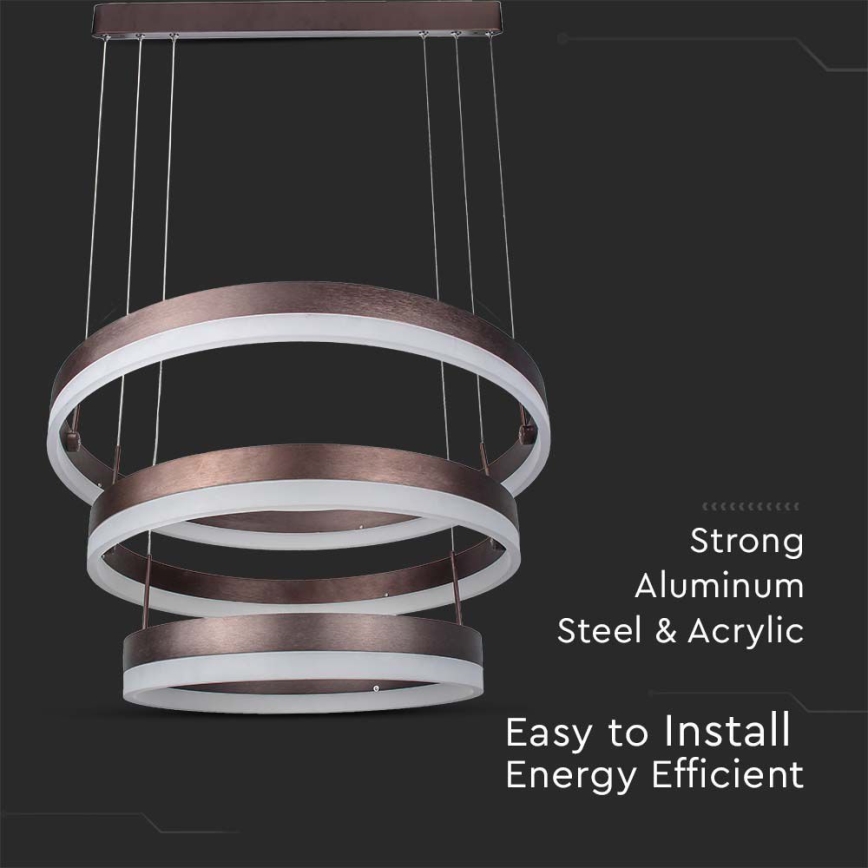 Prigušiva LED luster na sajli LED/86W/230V 3000K braon
