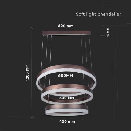 Prigušiva LED luster na sajli LED/86W/230V 3000K braon
