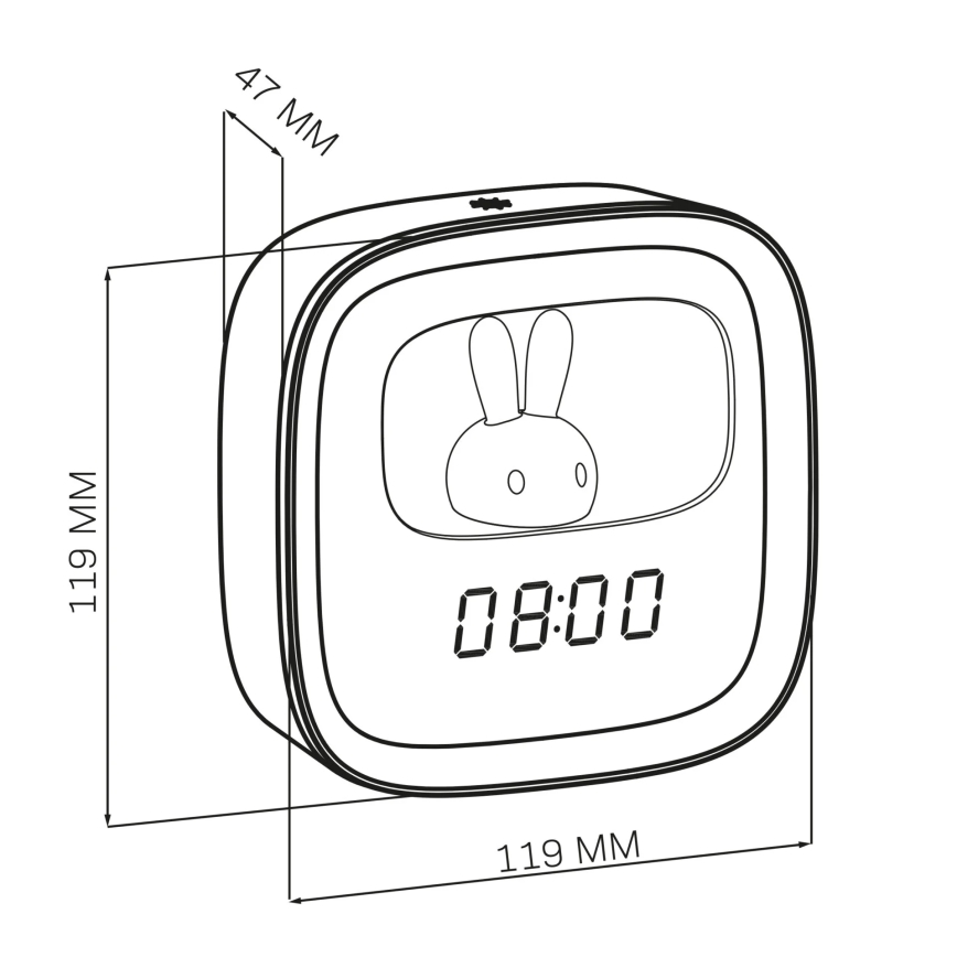 Prigušiva LED noćna lampica sa budilnikom BUNNY LED/1,2W/5V 3000K