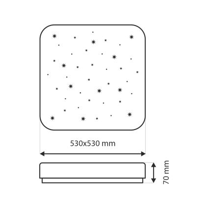 LED prigušiva stropna svetiljka FLORA LED/60W/230V 2700-6500K 53x53 cm +daljinski upravljač