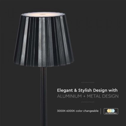 LED prigušiva punjiva dodirna stona lampa LED/4W/5V 3000-6000K 1800 mAh crna