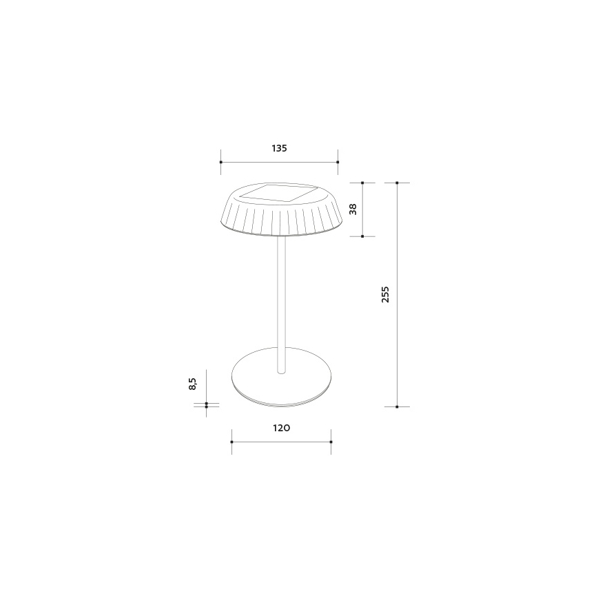 LED prigušiva solarno punjiva stona lampa VIVIEN LED/3W/5V 2700K 1600 mAh IP54 crna